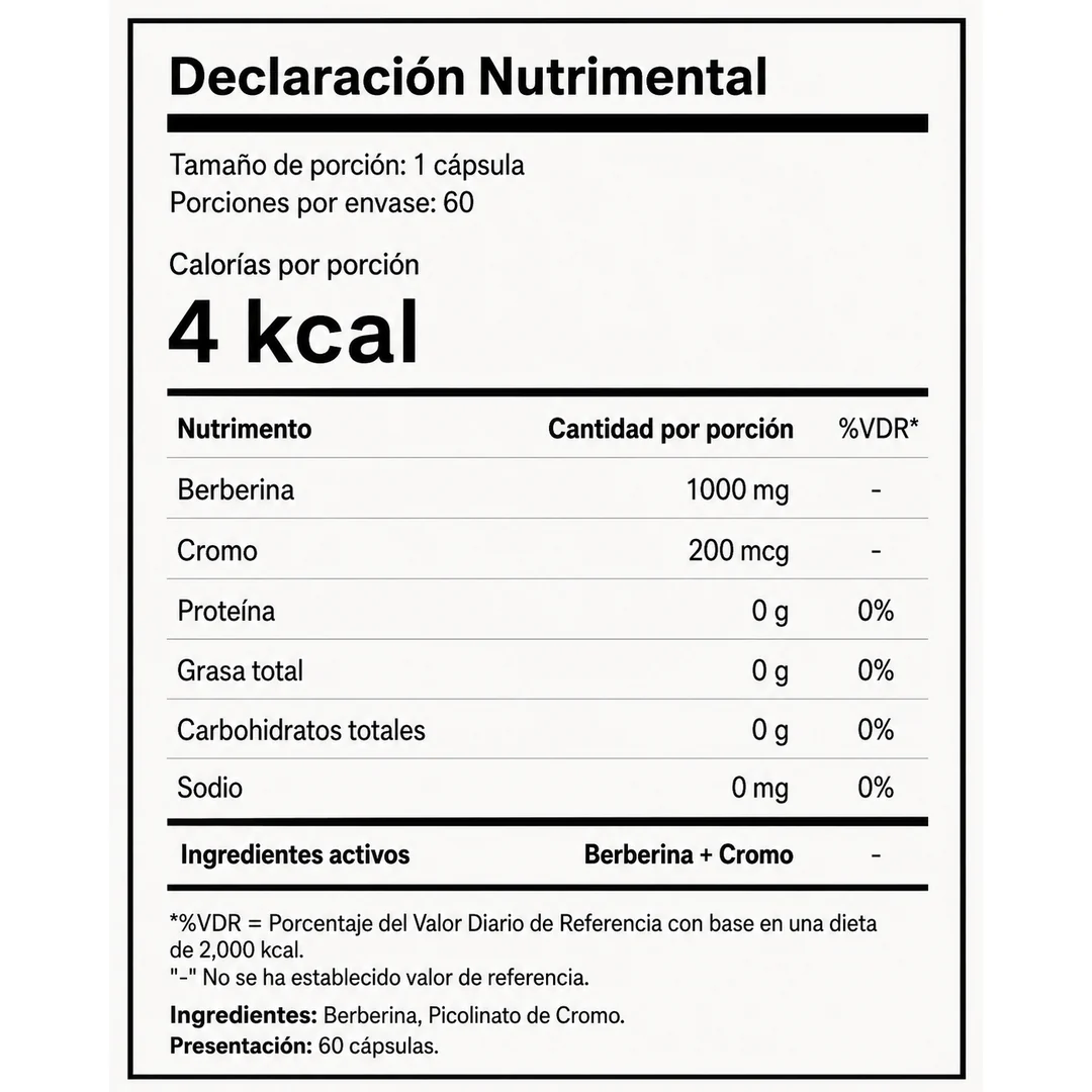 Cápsulas de Berberina y Picolinato de Cromo