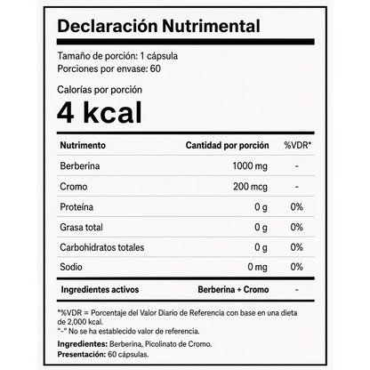 Cápsulas de Berberina y Picolinato de Cromo